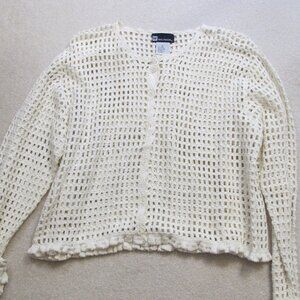 Williwear white latticework cotton-blend cardigan  XL